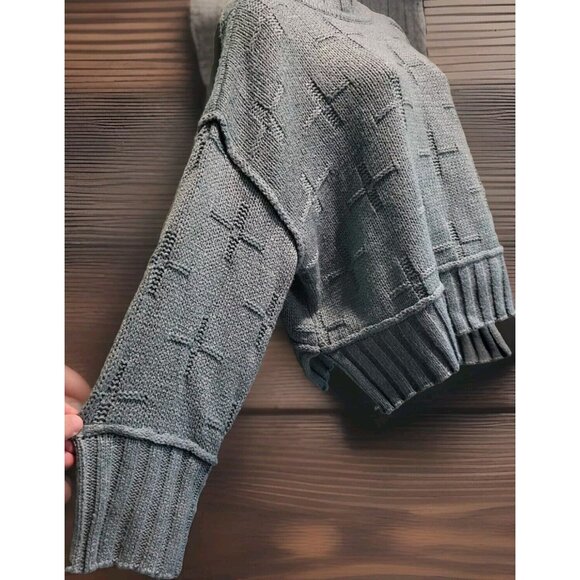 Seafoam Green Chunky Mock Neck Boxy Sweater ee : Some Sz M Oversized - Picture 4 of 7